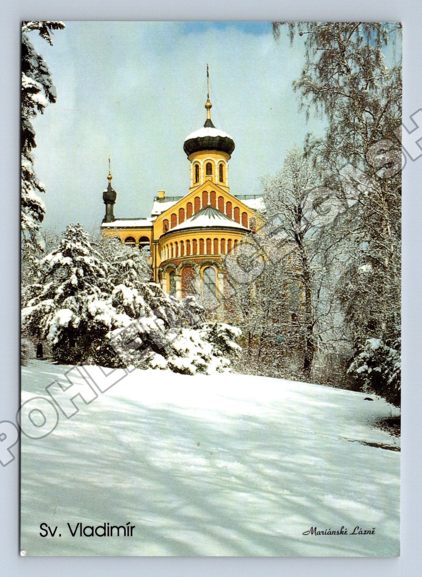Pohlednice Mariánské Lázně Chrám sv. Vladimíra zima 1996 (M36221)