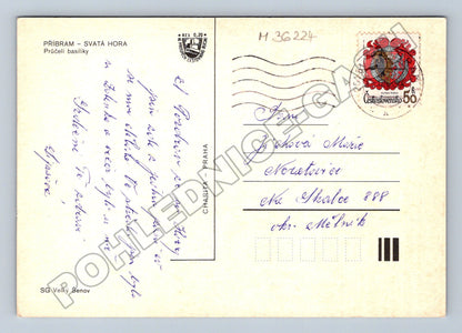 Pohlednice Příbram Svatá Hora průčelí basiliky 1961 (M36224)