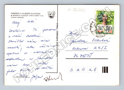 Pohlednice Poněšice u Hluboké n/Vltavou akademie AMU 1988 (M36243)