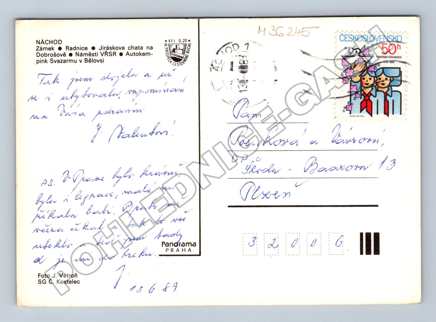 Pohlednice Náchod multi-view 1989 (M36245)