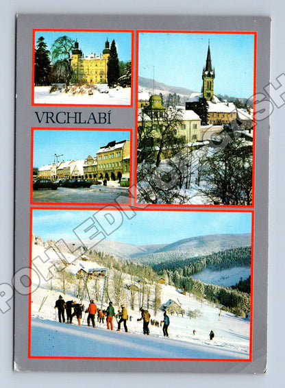 Pohlednice Vrchlabí zimní scény lyžaři 1967 (M36247)
