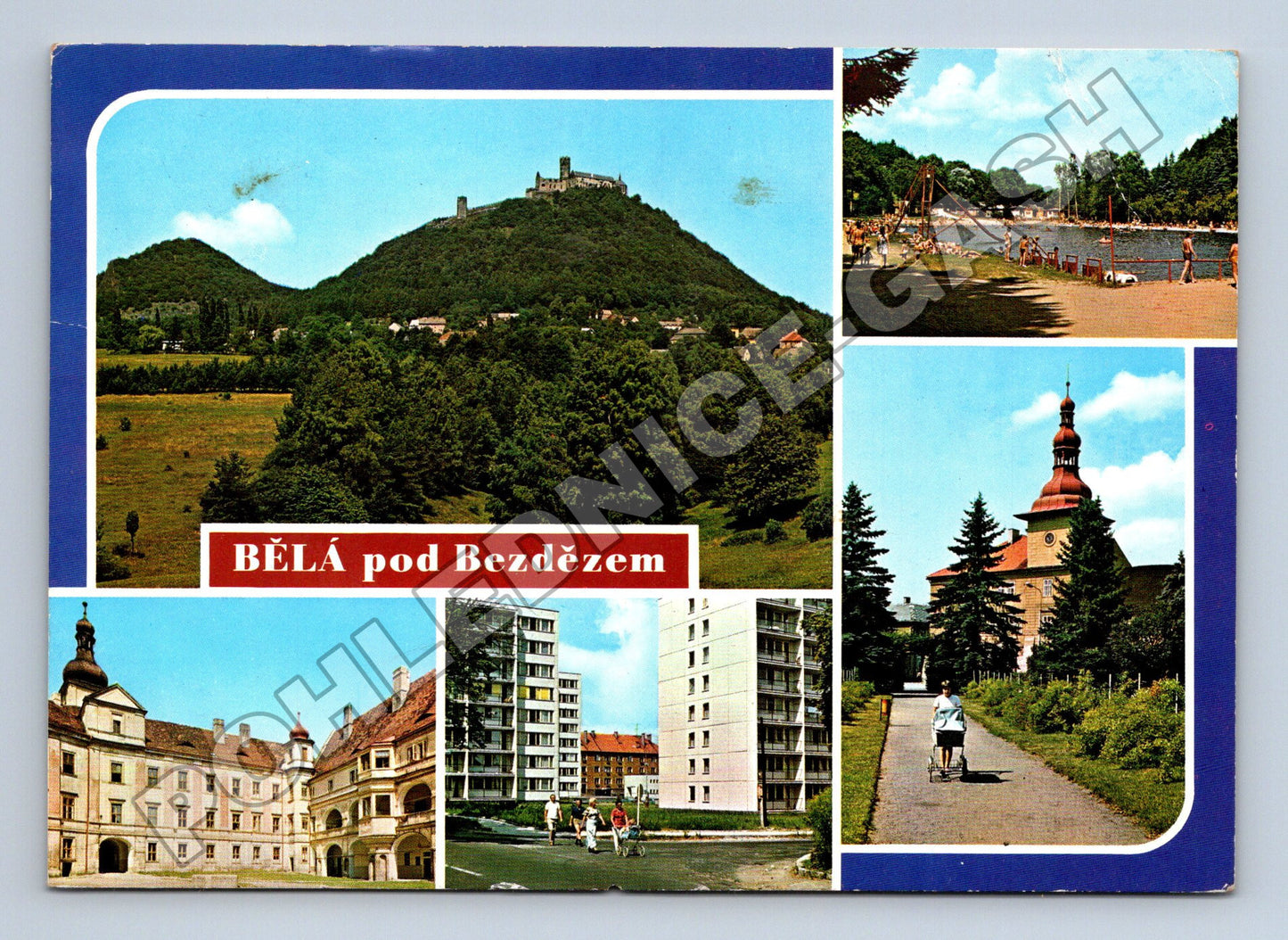 Pohlednice Bělá pod Bezdězem hrad Bezděz a město 198x (M36256)
