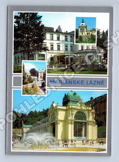 Pohlednice Mariánské Lázně kolonáda a lázeňské domy 1995 (M36257)