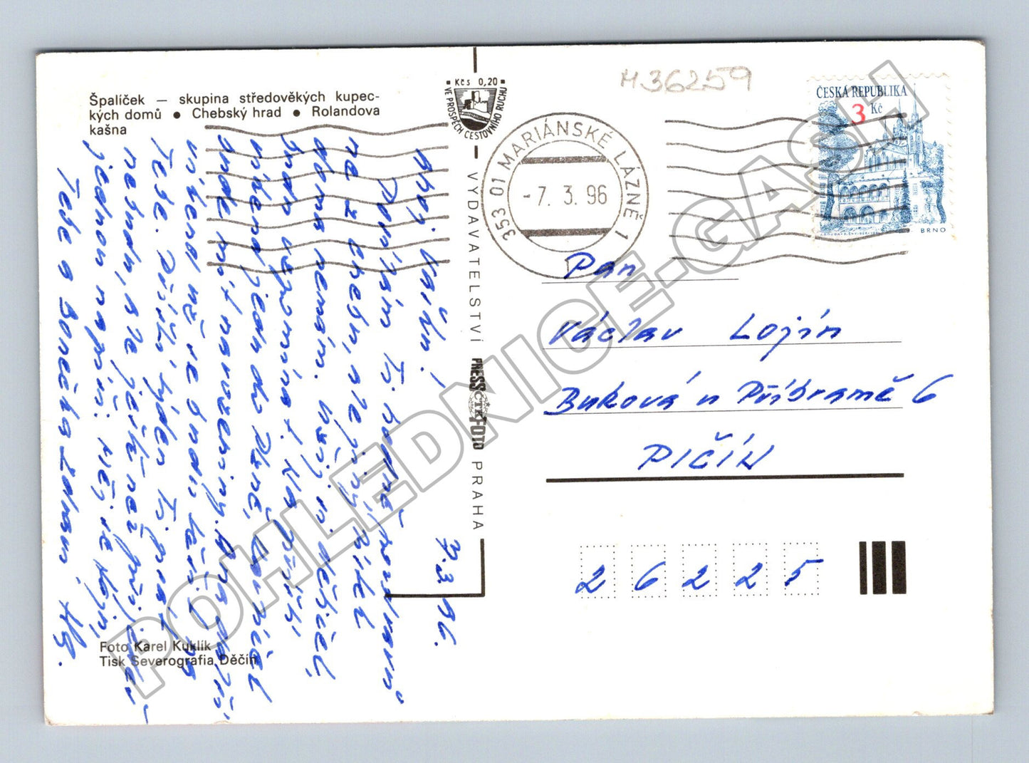 Pohlednice Cheb více motivů zima 1996 (M36259)