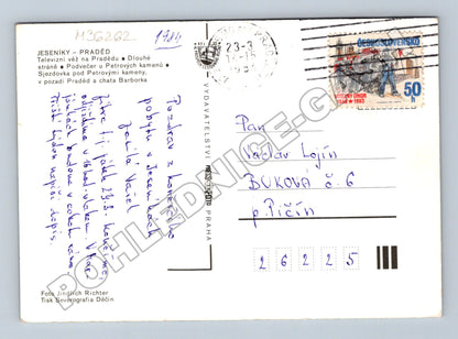 Pohlednice Praděd televizní věž a zasněžená krajina 1984 (M36262)