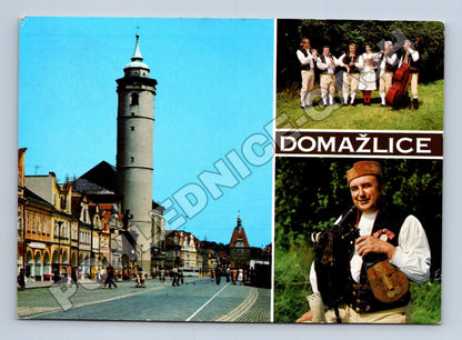 Pohlednice Domažlice náměstí, dudácká muzika 1984 (M36263)