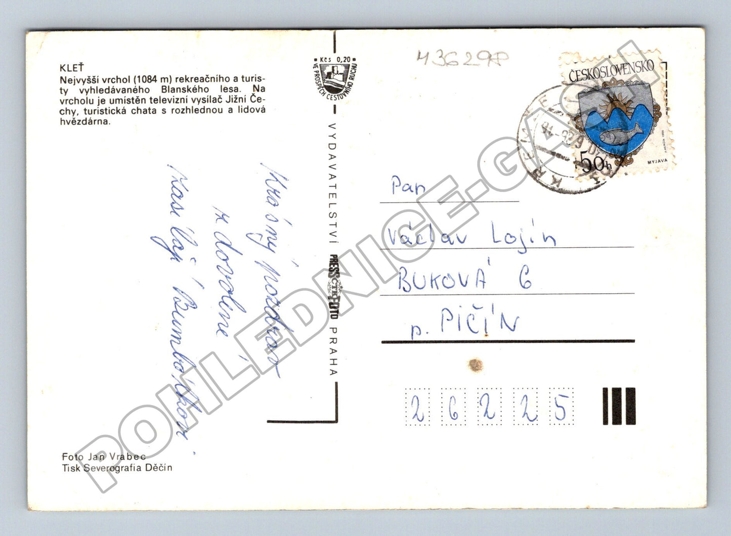 Pohlednice Kleť horská chata rozhledna hvězdárna 1991 (M36298)