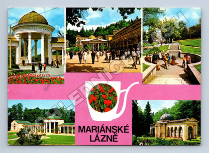 Pohlednice Mariánské Lázně koláž pramenů 1975 (M36303)