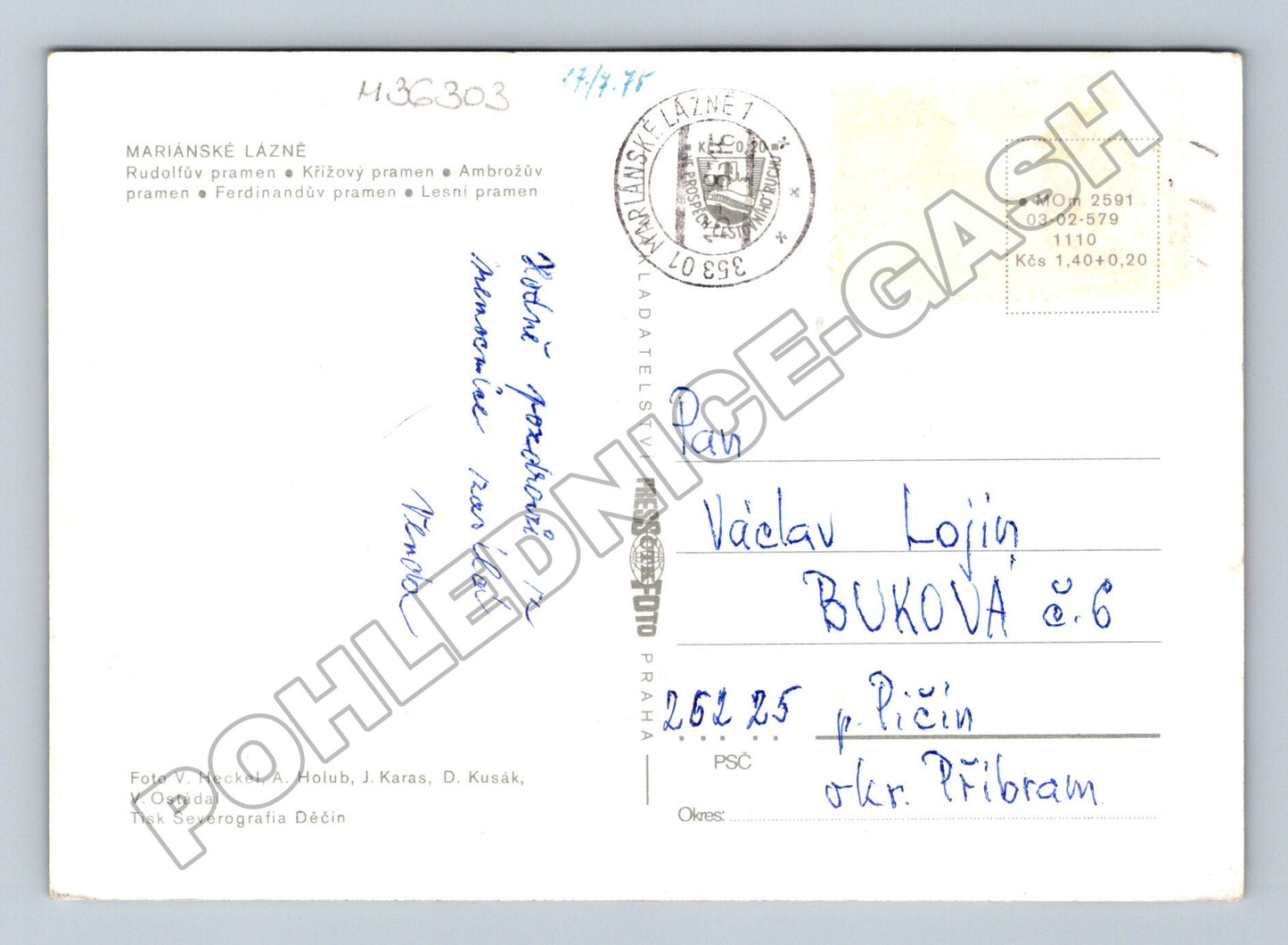 Pohlednice Mariánské Lázně koláž pramenů 1975 (M36303)