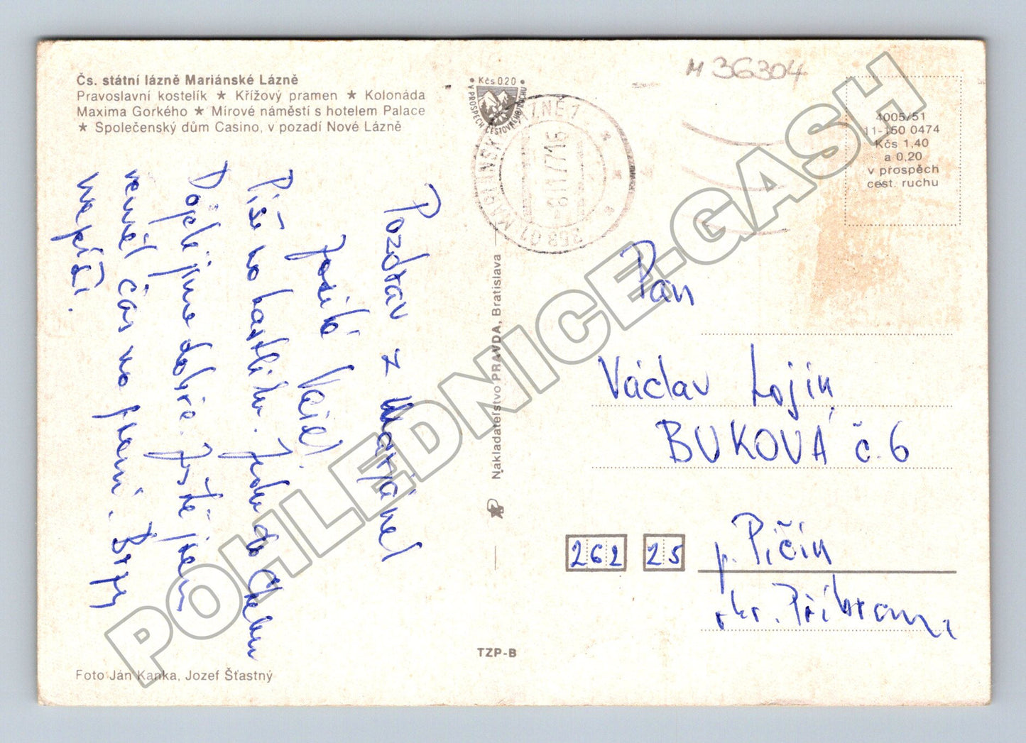 Pohlednice Mariánské Lázně koláž motivů 1976 (M36304)