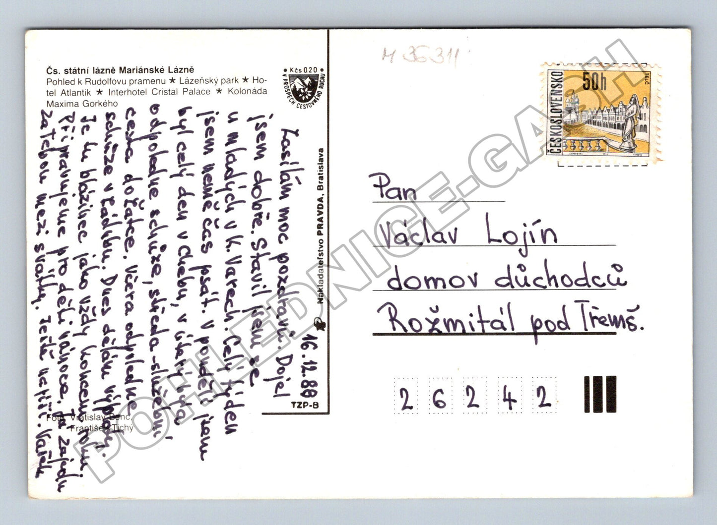 Pohlednice Mariánské Lázně koláž 1989 (M36311)
