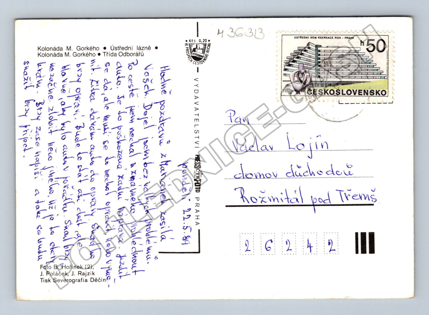Pohlednice Mariánské Lázně Kolonáda M. Gorkého 1981 (M36313)