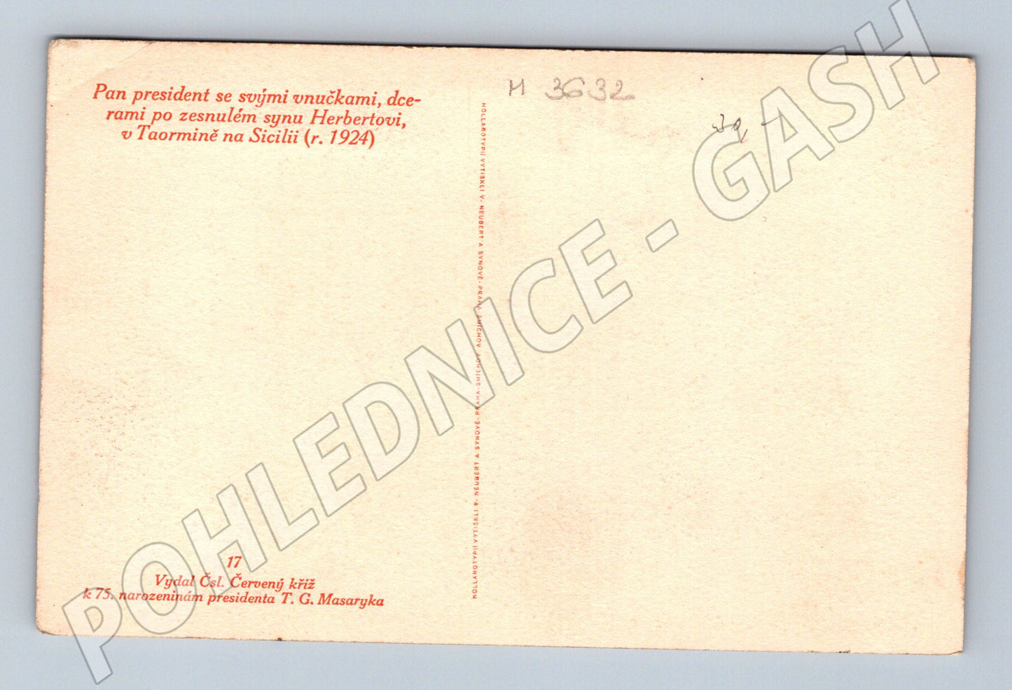 Pohlednice Masaryk s vnučkami 1924 (M3632)