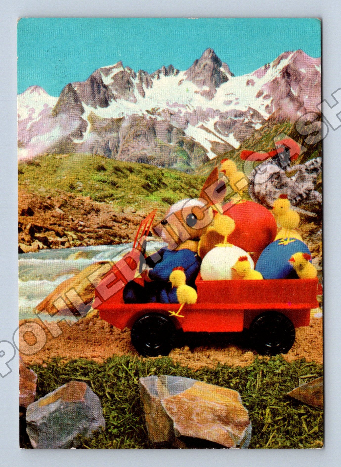 Pohlednice Československo Velikonoce plyšové hračky 1976 (M36323)