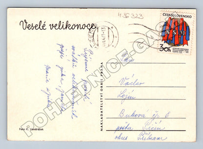 Pohlednice Československo Velikonoce plyšové hračky 1976 (M36323)