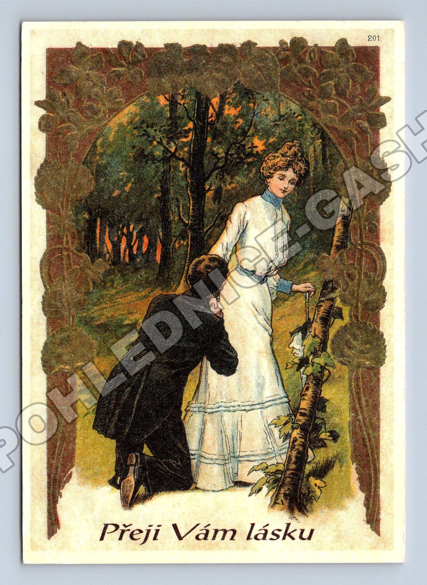 Pohlednice romantický motiv Přeji Vám lásku reprint (M36335)