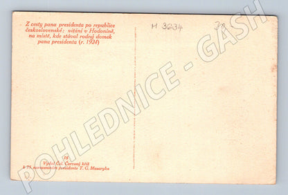 Pohlednice Masaryk v Hodoníně 1924 vítání (M3634)