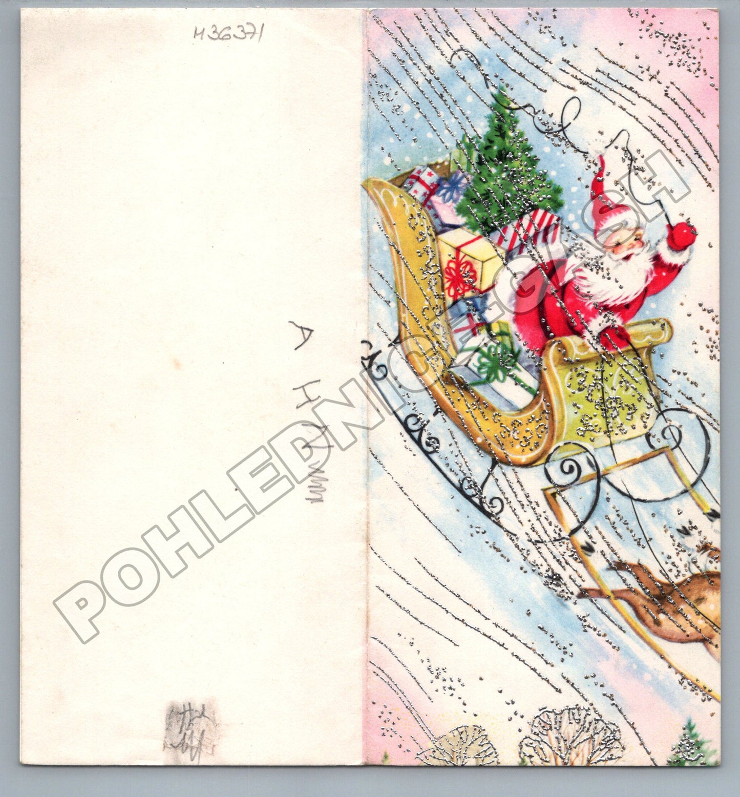 Pohlednice Santa Claus se soby a dárky Vánoce (M36371)