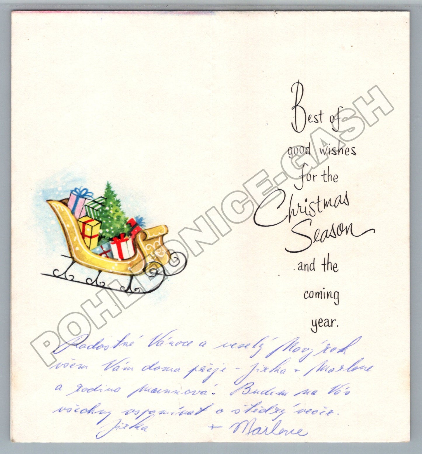 Pohlednice Santa Claus se soby a dárky Vánoce (M36371)