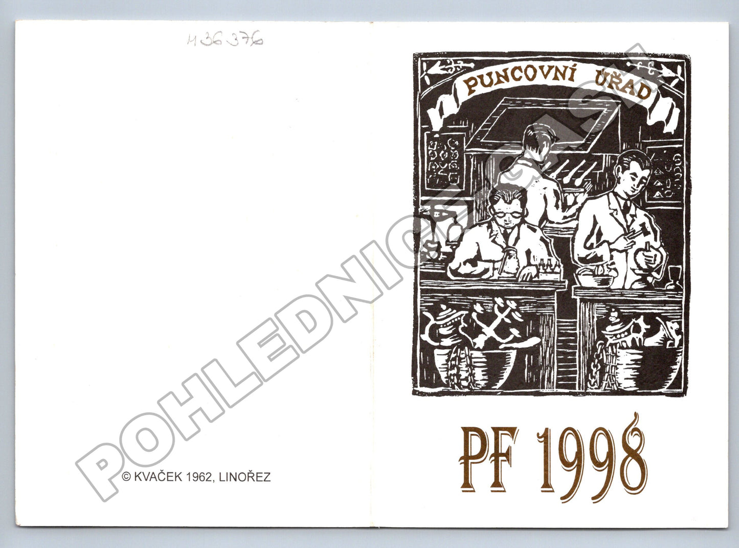 Pohlednice Puncovní úřad linořez Kváček PF 1998 (M36376)