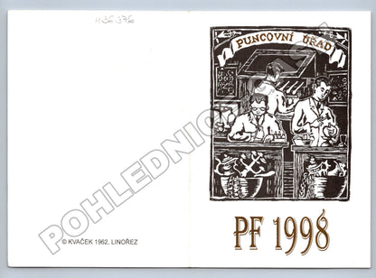 Pohlednice Puncovní úřad linořez Kváček PF 1998 (M36376)
