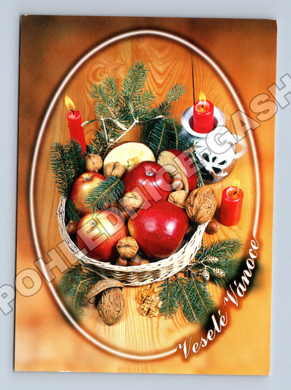 Pohlednice Vánoční motiv jablka ořechy 2005 (M36389)