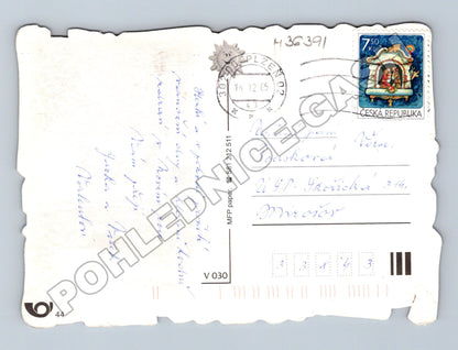 Pohlednice Vánoční motiv domky sníh 2005 (M36391)
