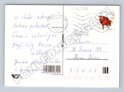 Pohlednice Vánoční zimní krajina svíčky 2000 (M36393)
