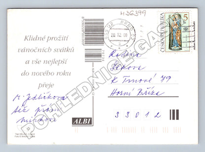 Pohlednice Vánoční zátiší svíčky a ořechy 2000 (M36399)