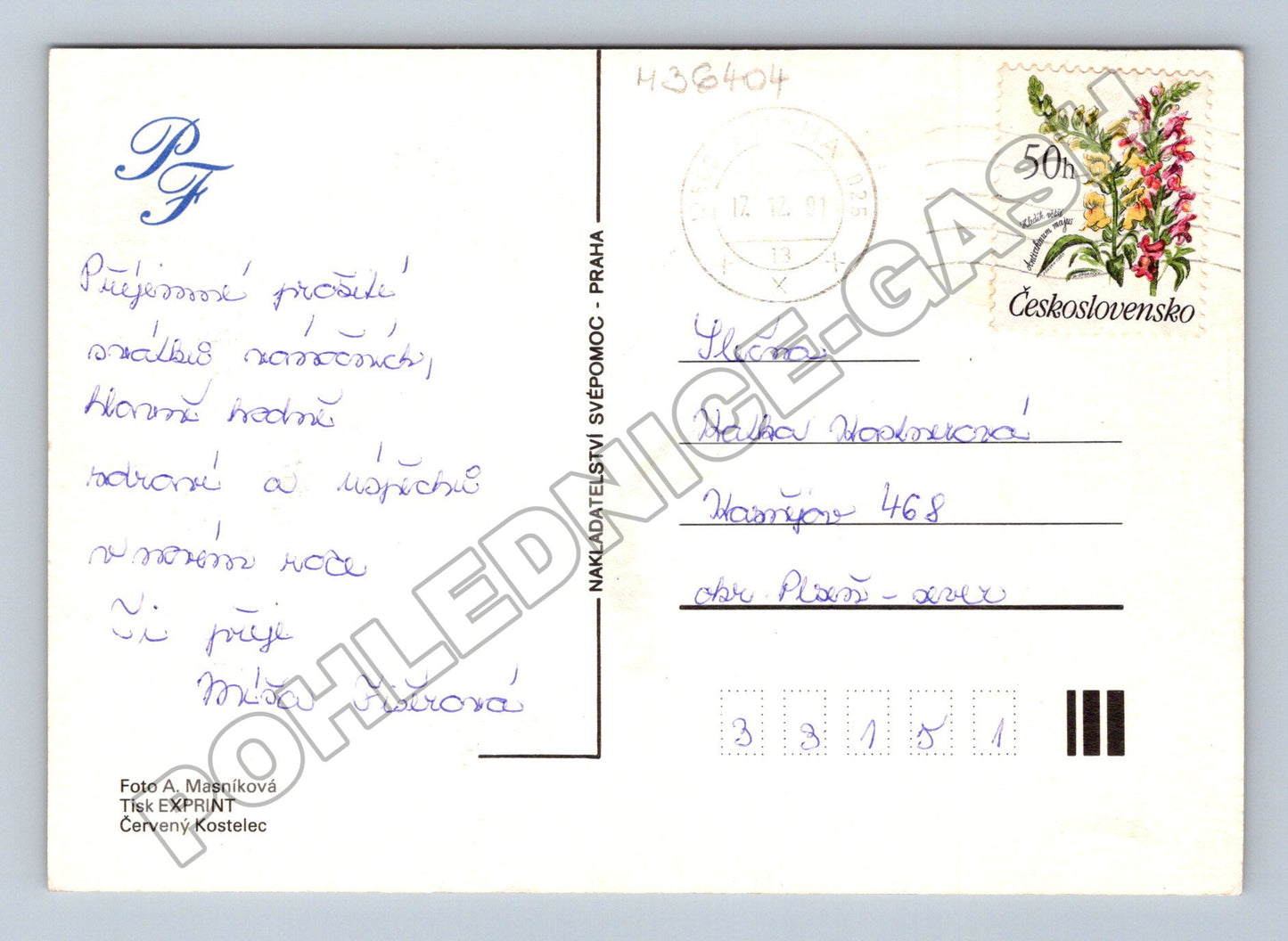 Pohlednice Československo Novoroční hodiny (M36404)
