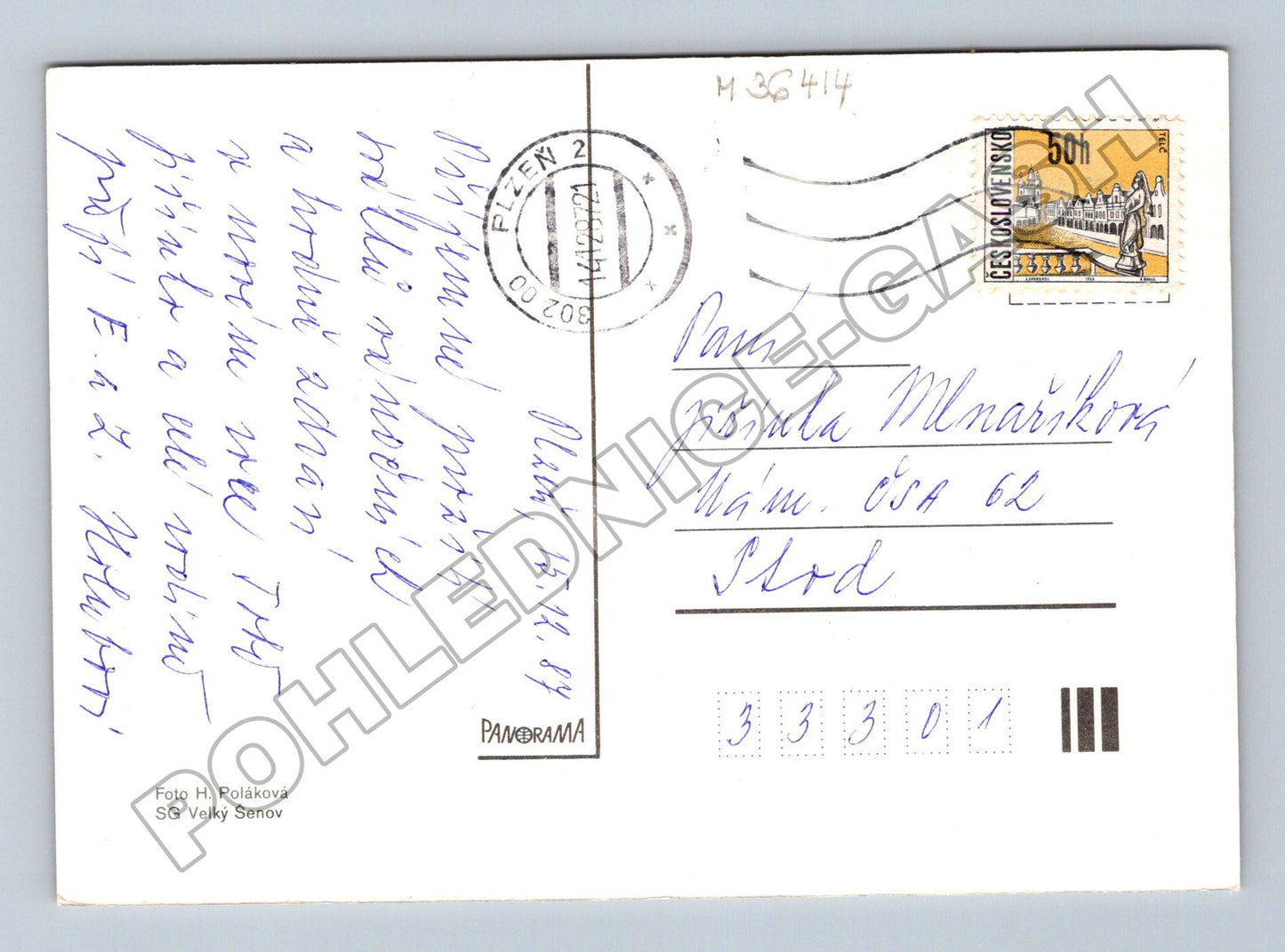 Pohlednice Vánoční motiv svícen 1989 (M36414)