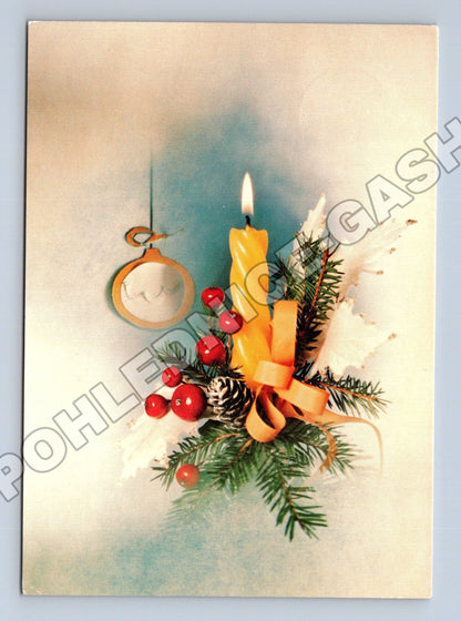 Pohlednice Vánoční motiv svíčka a chvojí 1963 (M36416)
