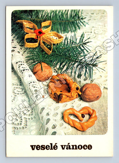 Pohlednice vánoční zátiší Veselé Vánoce cca 1970 (M36421)
