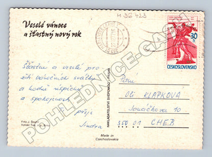 Pohlednice Vánoce a Nový rok Mariánské Lázně 1977 (M36423)