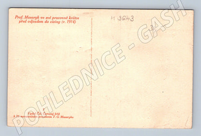 Pohlednice Masaryk pracovna 1914 (M3643)