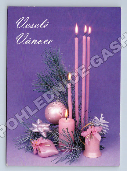 Pohlednice Vánoční svícen se svíčkami a větvemi 1998 (M36430)