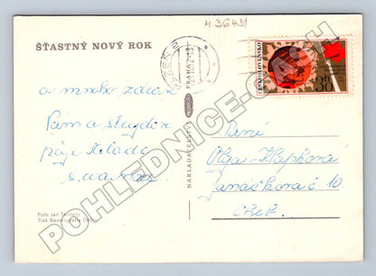 Pohlednice Novoroční přání sklenice 1988 (M36431)