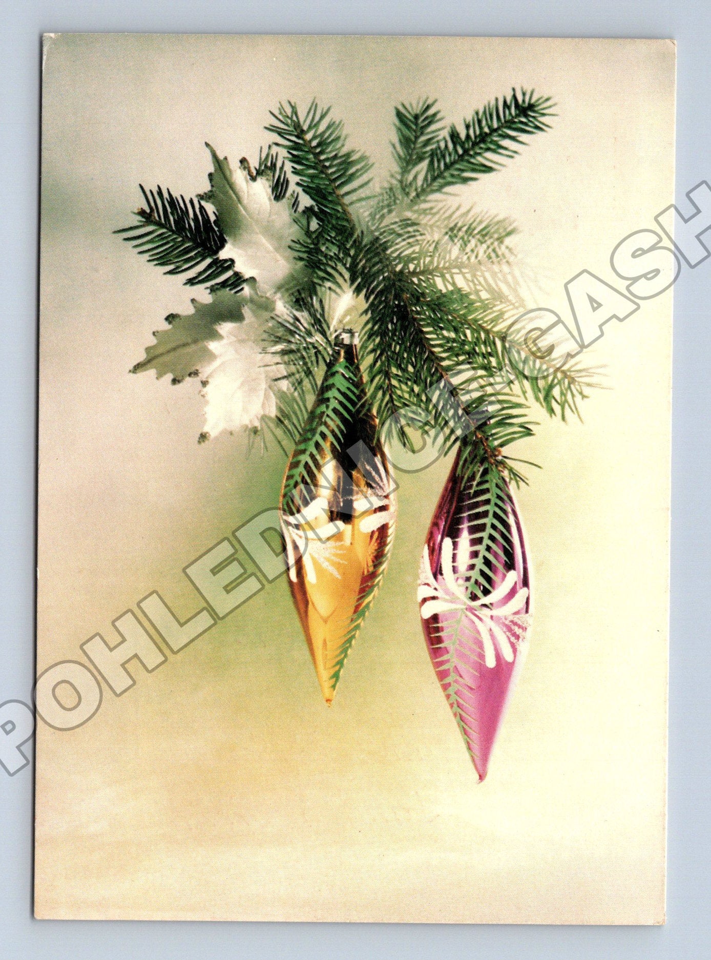 Pohlednice Vánoční ozdoby a jehličí 1982 (M36443)