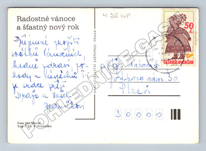 Pohlednice Vánoce svíčka zvonek (M36448)