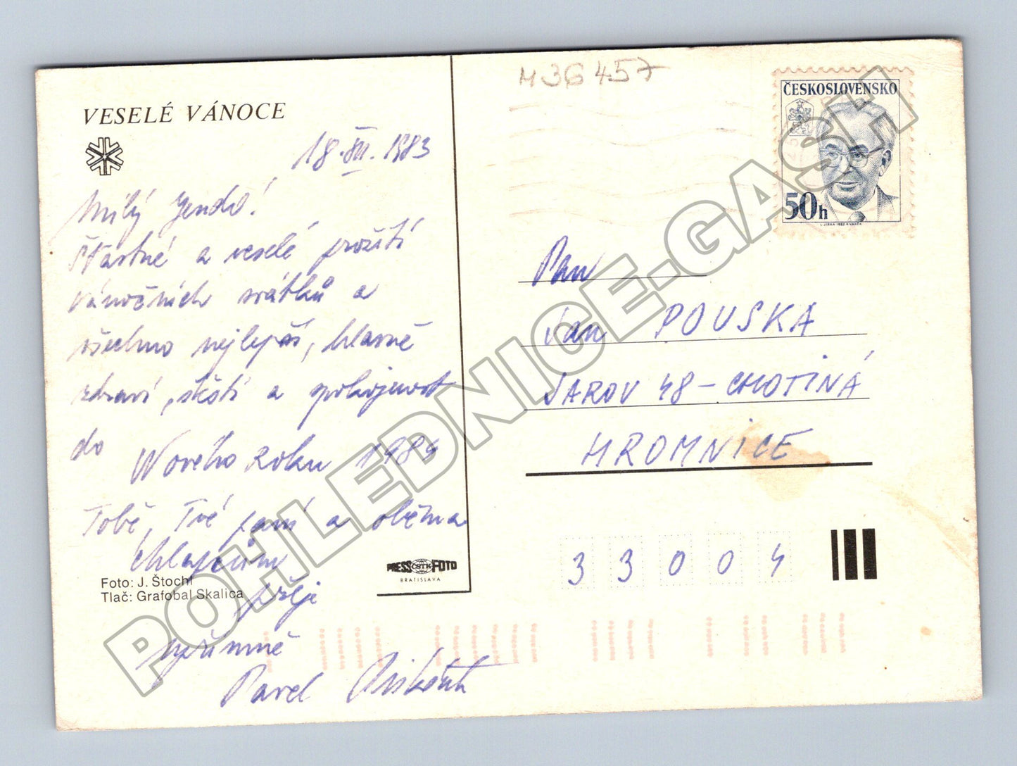 Pohlednice Vánoční zátiší 1983 (M36457)