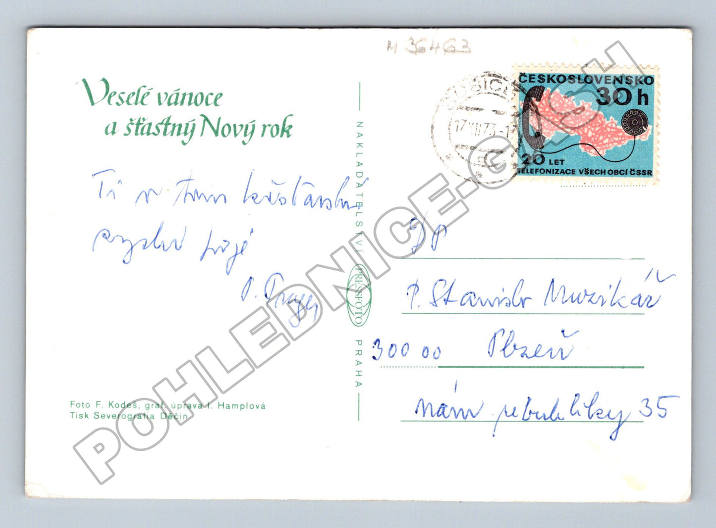 Pohlednice Vánoční ozdoby a svíčka 1973 (M36463)
