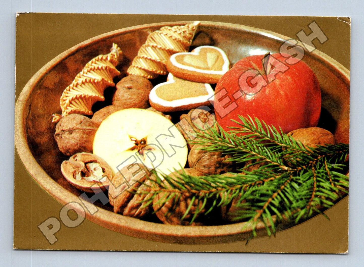 Pohlednice vánoční zátiší s ovocem a cukrovím (M36465)