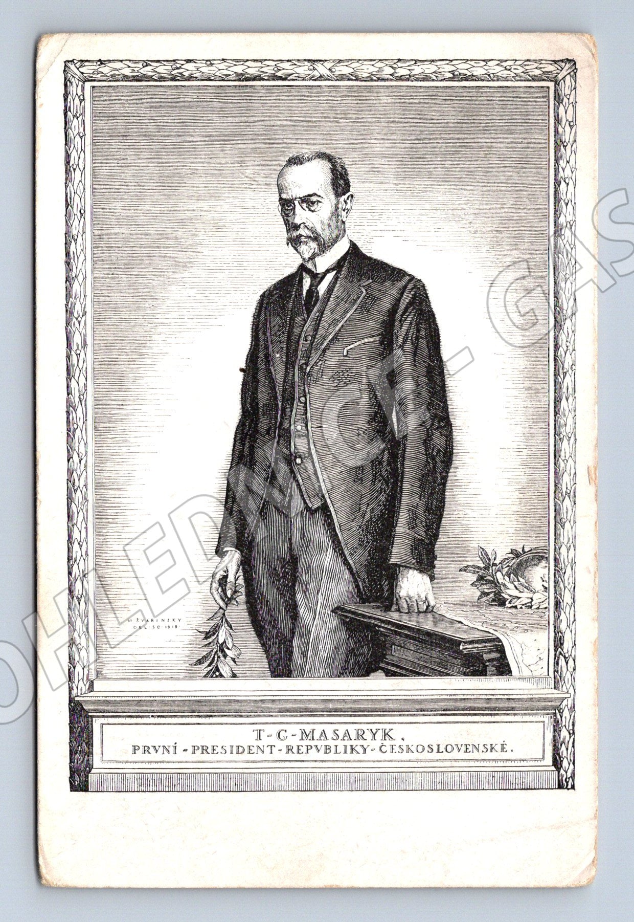 Pohlednice Masaryk Švabinský portrét (M3647)