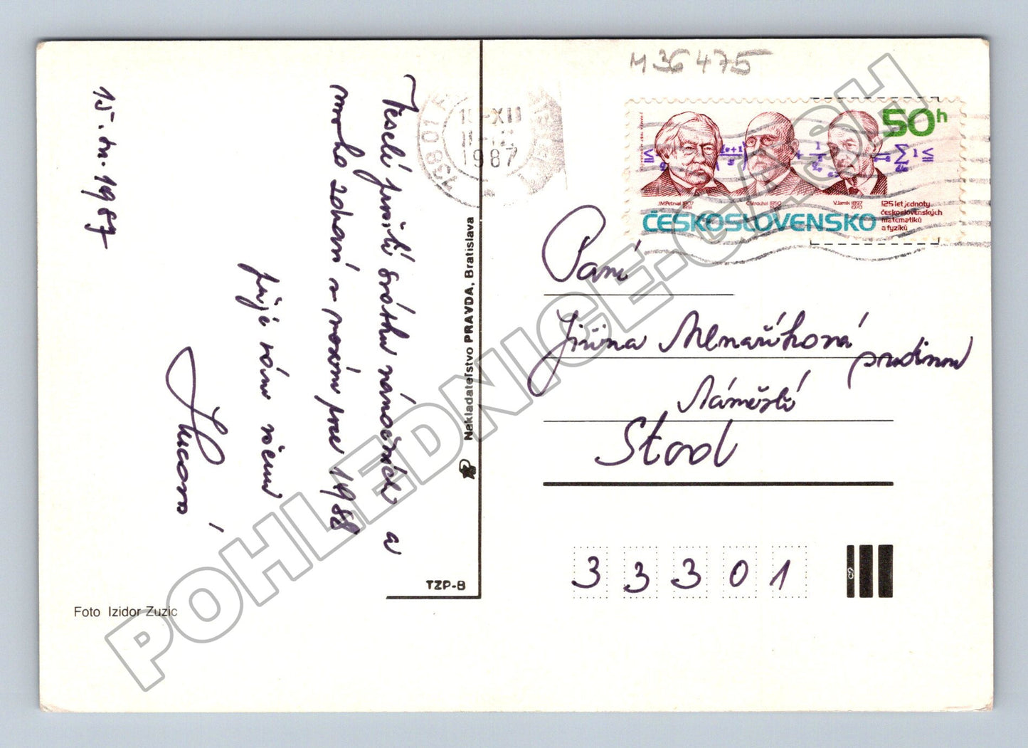 Pohlednice Vánoční zátiší 1987 (M36475)