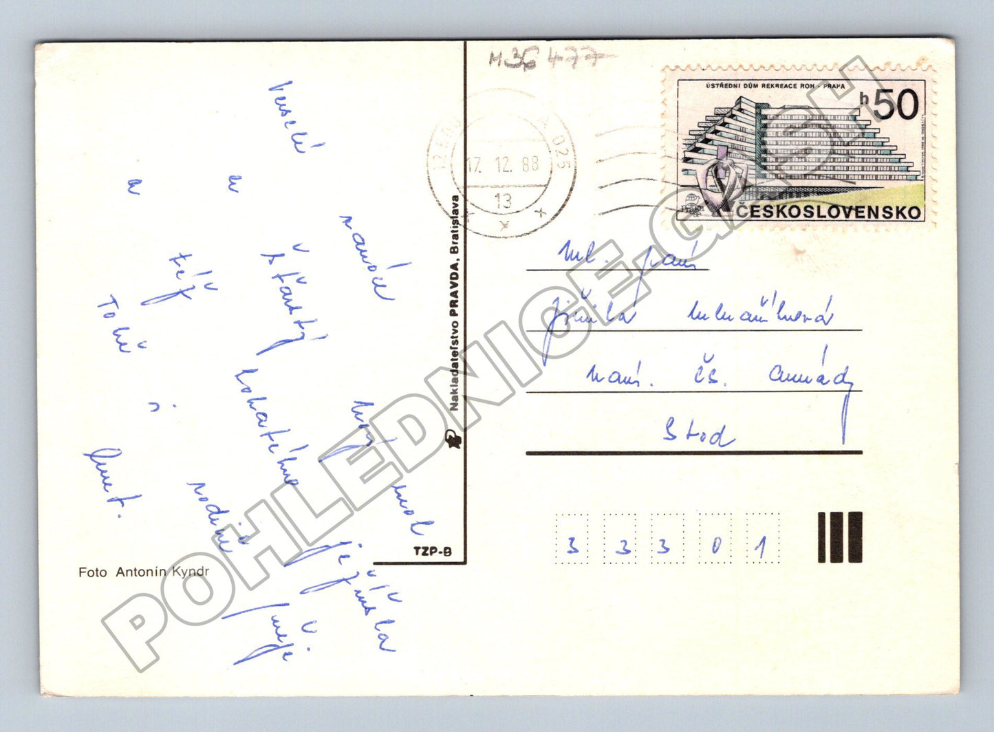 Pohlednice vánoční zátiší svíčka ovoce 1988 (M36477)