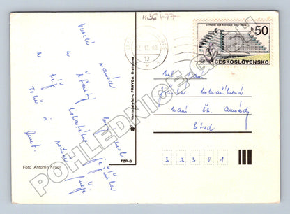 Pohlednice vánoční zátiší svíčka ovoce 1988 (M36477)