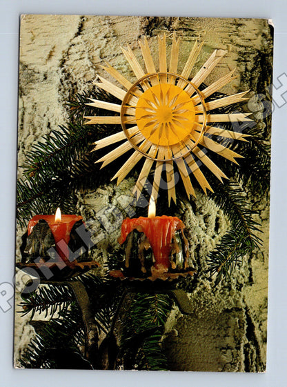 Pohlednice Vánoční motiv hvězda svíčky 1978 (M36479)
