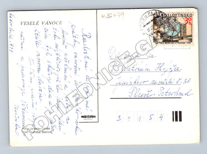 Pohlednice Vánoční motiv hvězda svíčky 1978 (M36479)