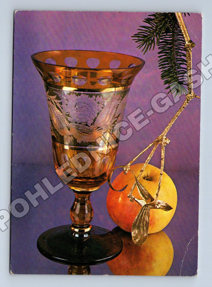 Pohlednice Vánoční motiv s jablky a sklenicí (M36488)