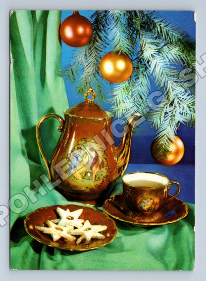 Pohlednice Vánoční zátiší porcelán 1962 (M36493)